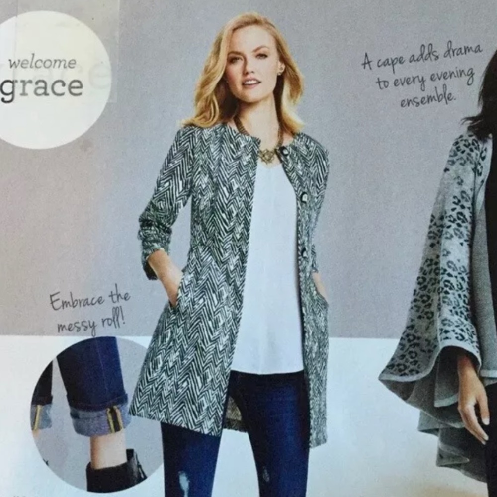 CAbi Womens Jacket Zigzag  Ponte Knit Coat